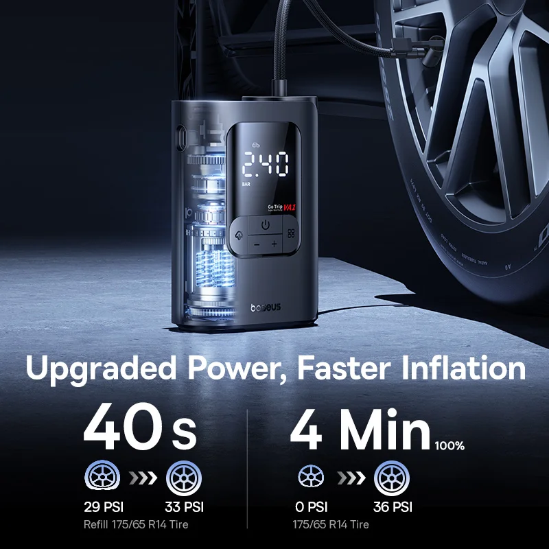 New Baseus GoTrip VA1 Pro/Max Car Air Pump 7500mAh Air Compressor Portable Tire Inflator for Motorcycle Bicycle Ball Car Pump