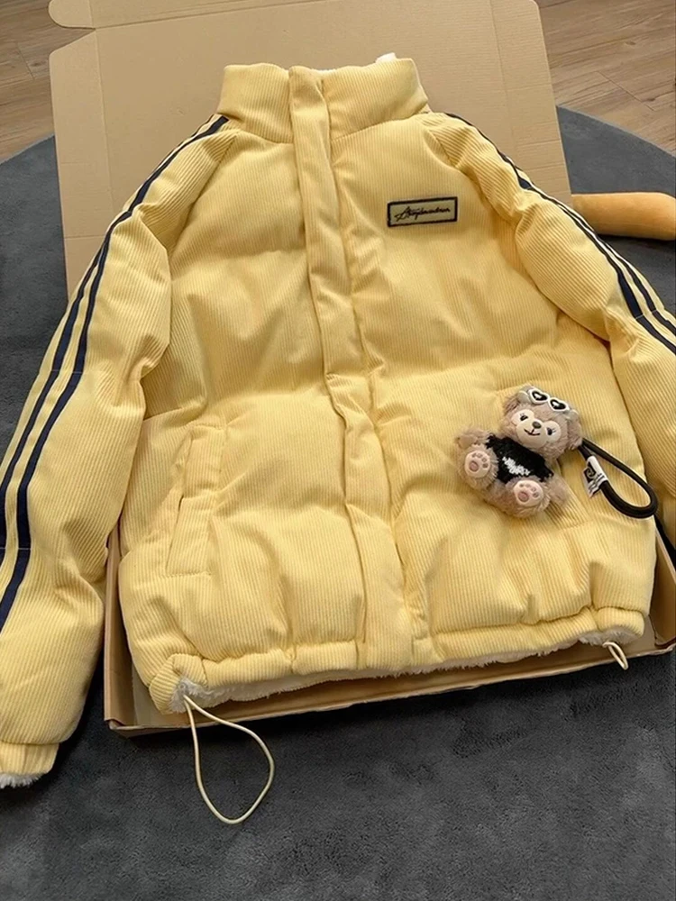 

American Sle Double-Sided Wear Lamb Velvet Collar Cotton Jaet Men Women Winter Thiened Warm Cotton Coat Outerwear