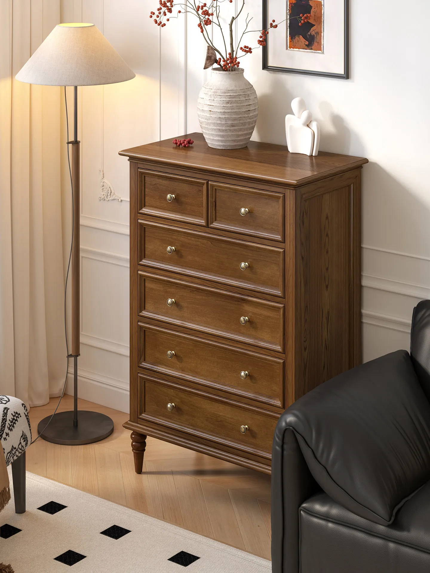 

PYJ medieval solid wood living room against the wall chest of drawers high-end household storage cabinet
