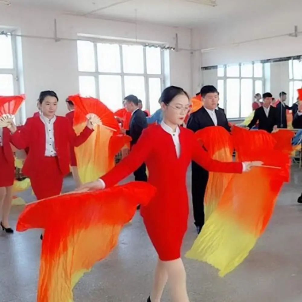 Hot Sell Gradient Color Belly Dancing Fan Multicolors 1.2m Long Imitation Fan Square Dancing Dance Accessories