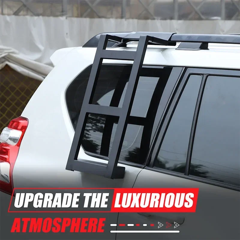 

For Toyota Land Cruiser Prado 150 2010-2023 Aluminum Alloy Black Car Rear Side Ladder Roof Climbing Ladder Car Accessories