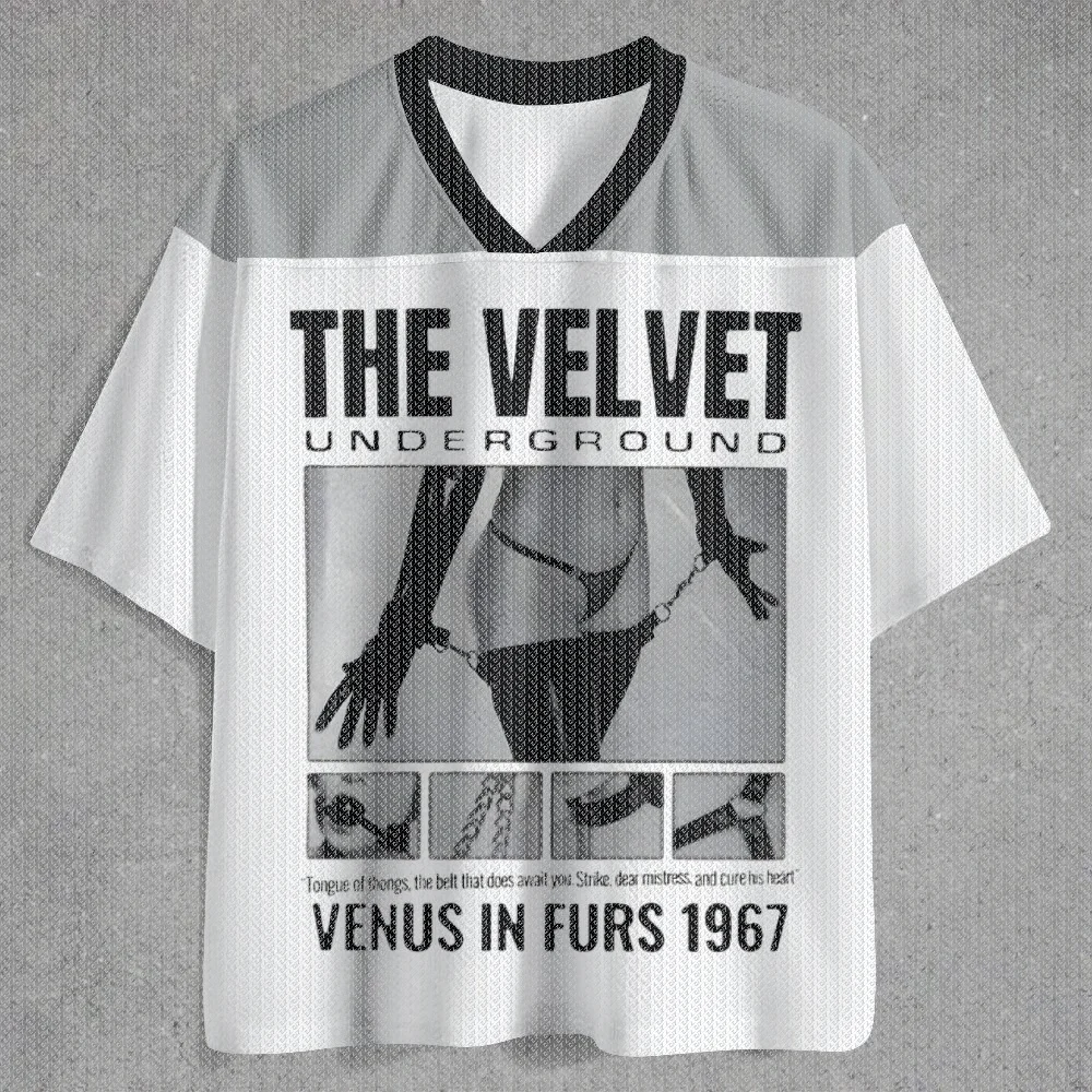 VNeck White Gray Color Block Mesh Jersey T Shirt Vintage Black White Woman Body Photo Print Front Back Retro Rock Streetwear Top