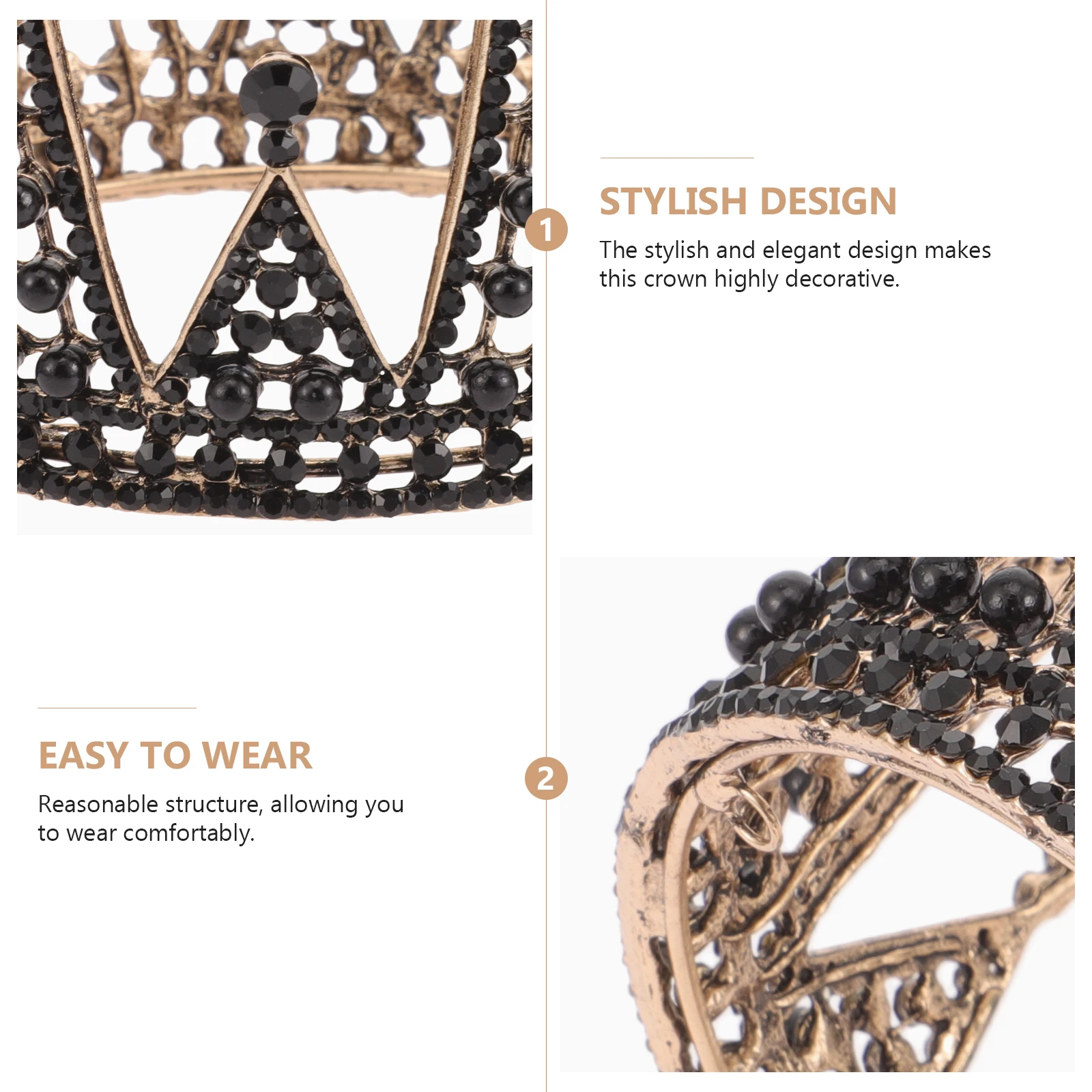 

Black Gothic Style Handmade Crown Headdress Women Halloween Party Queen Tiara Rhinestone Bridal Hairpiece Bride Headwear