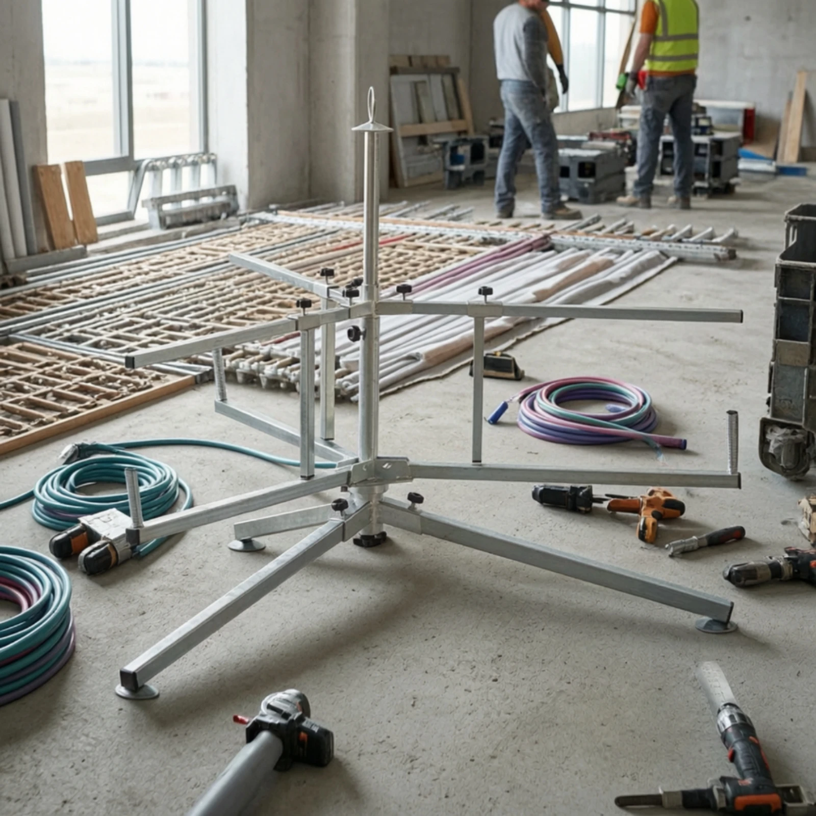 Pipe Dispensing Rack Floor-Standing Coiled Tubing Rack Pipe Dispenser with Stand Heavy-Duty Anti-Slip for Plumbers, Job Sites