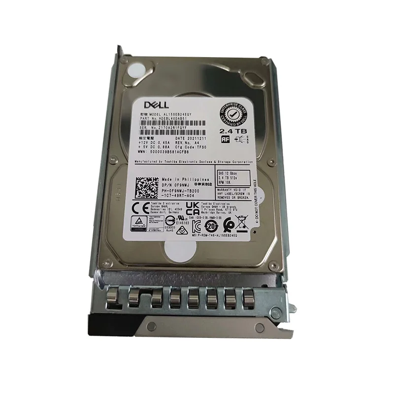 NEW DELL R530 R630 R730 R830 R930 AL15SEB24EQY 2.4T 12G 2.5 10K SAS 2.4TB 0F9NWJ Server HDD F9NWJ  DXD9H