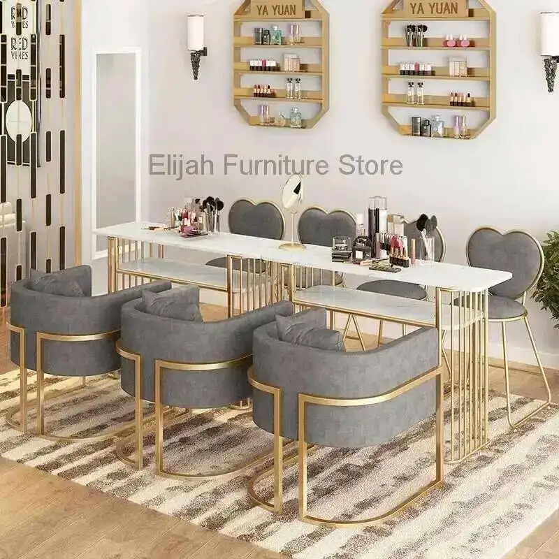 

Table Nail Salon Marble Arm Rest Manicure Gel Nails Professional Tables Set Japanese Reception Corner Chair mesas de manicura