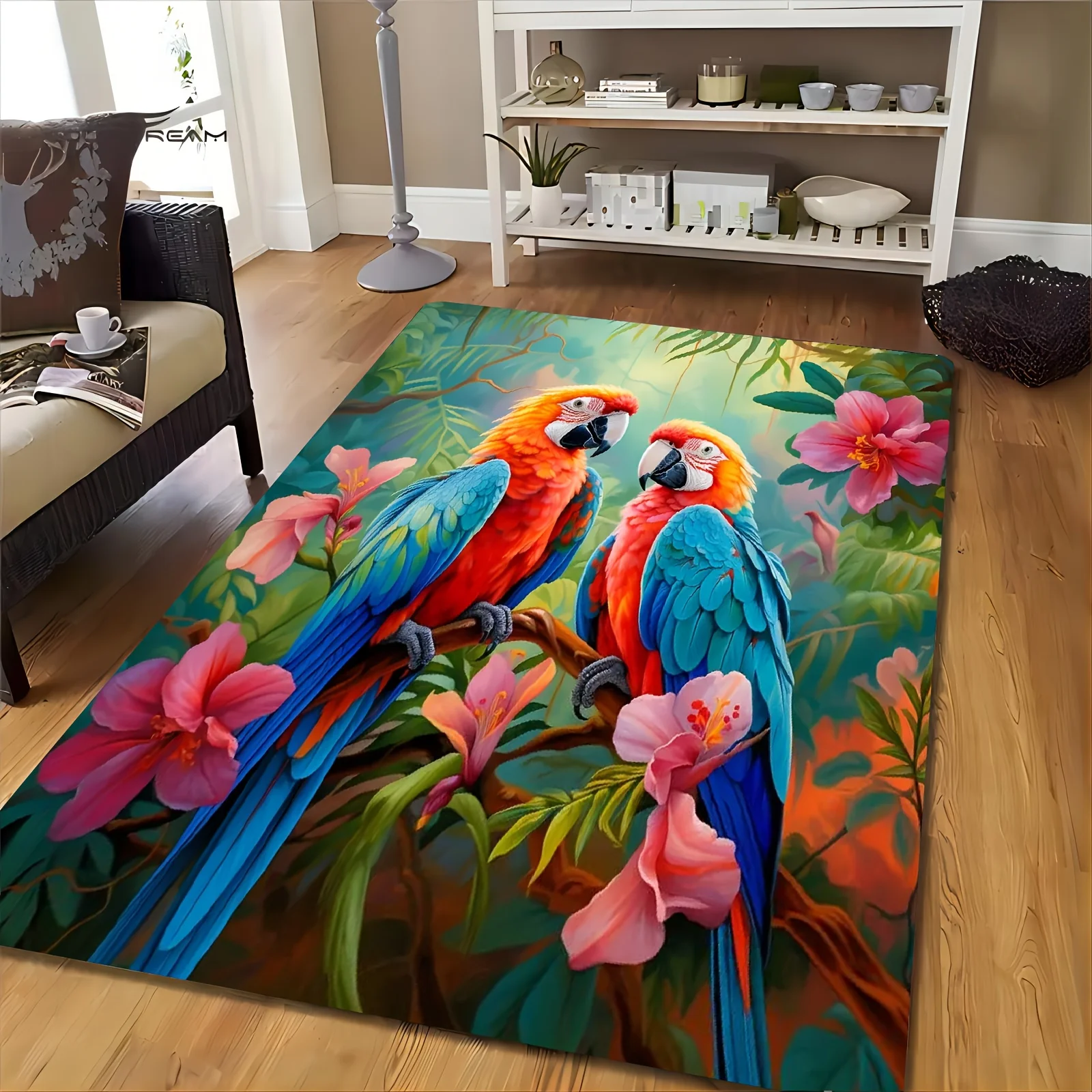 Parrot‑Printed Rug, Animal Decor for Entryway, Bedroom, Living‑Room & Indoor Home Use
