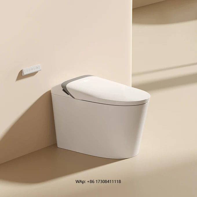 S037 Smart Ceramic Automatic Flush Toilet Elongated Bowl Integrated Remote Control P-Trap Drainage Integrated Bathroom Smart