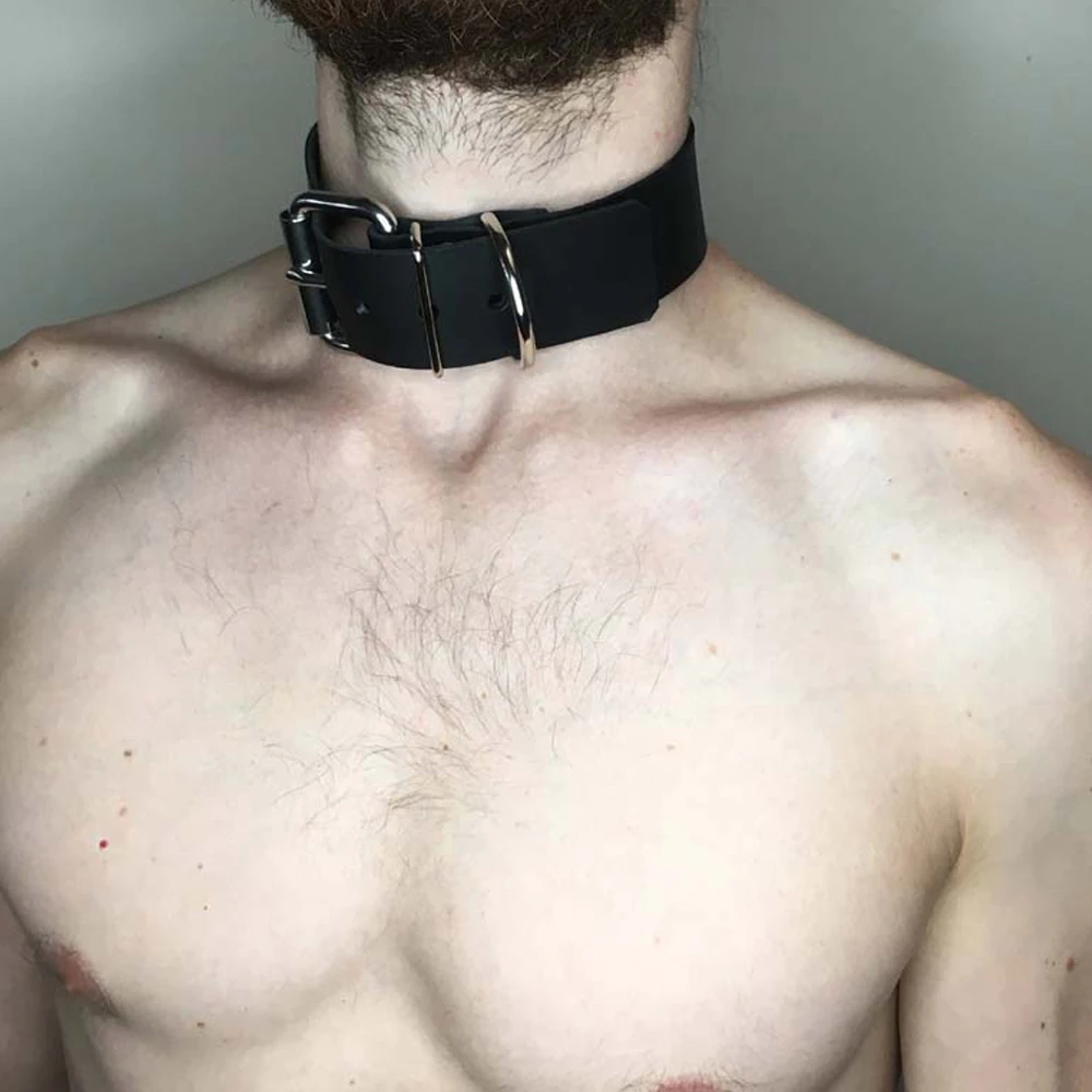 Japanese Harajuku Gothic Punk Bdsm Collar Choker Neck Arm Bondage Leather Belts For Men Gay Erotic Sexual Fetish Leather Harness