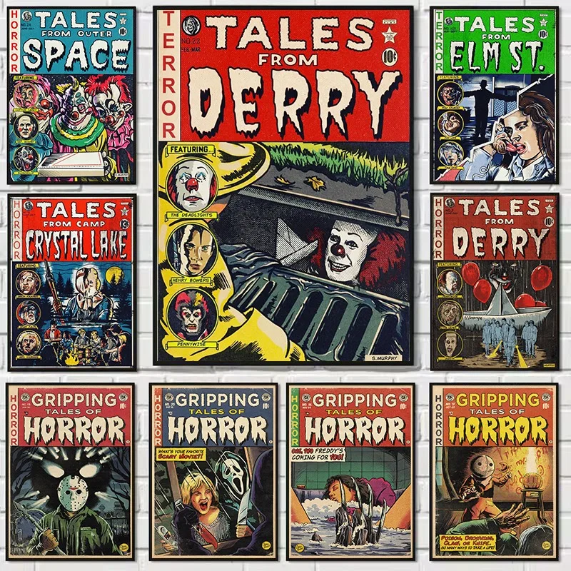 الرجعية الكلاسيكية أفلام الرعب مخيف حكايات من ديري نمط هزلي مرعب فيلم المشارك حائط لوح رسم صور ديكور المنزل