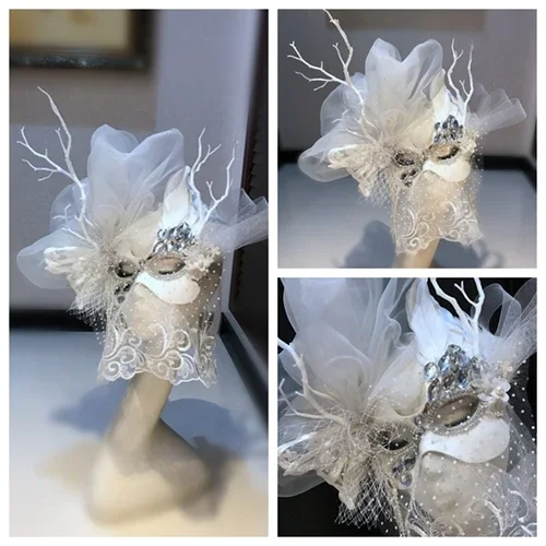 

Masked Halloween Black and White Couple Exaggerated Branches Christmas Stage Performance, Role-playing Props