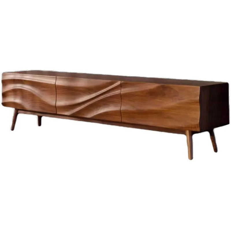 

Nordic solid wood TV cabinet, designer log wave TV cabinet