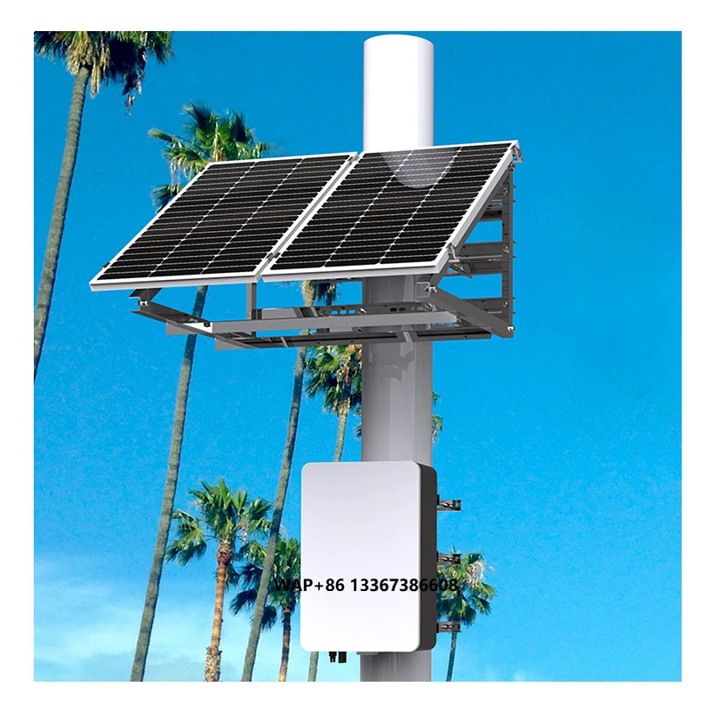 Solar Tower System with Lithium Battery Off Grid Pole Mounted Solar System 400W 800W Solar Panel Kit for POE Starlink Gateway