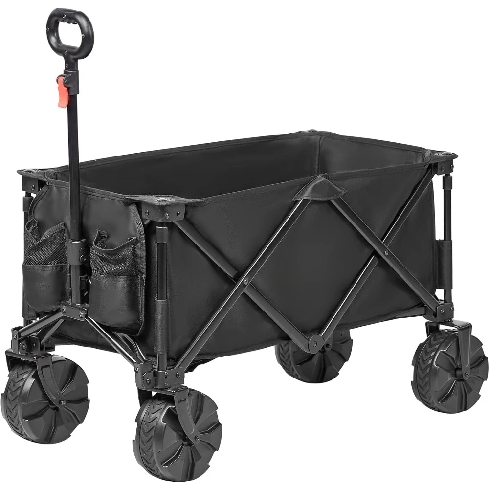 

Collapsible Folding Utility Wagon, Foldable Wagon Carts Heavy Duty, Large Capacity Beach Wagon with All Terrain Wheels