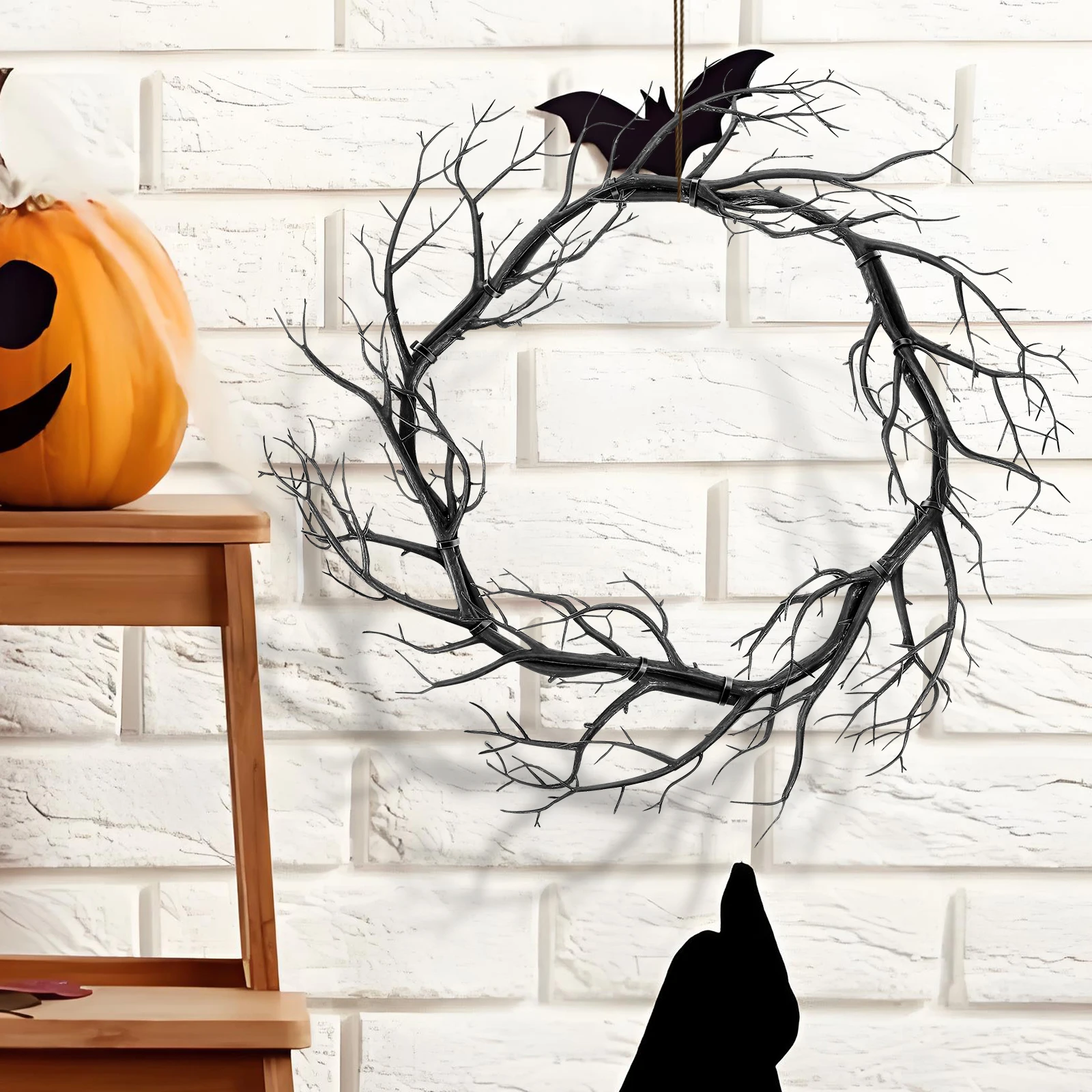 

Halloween Twig Wreath Halloween Fake Twig Garland Branch Halloween Wreath Front Door Garlands pendant Wall ornaments home decor