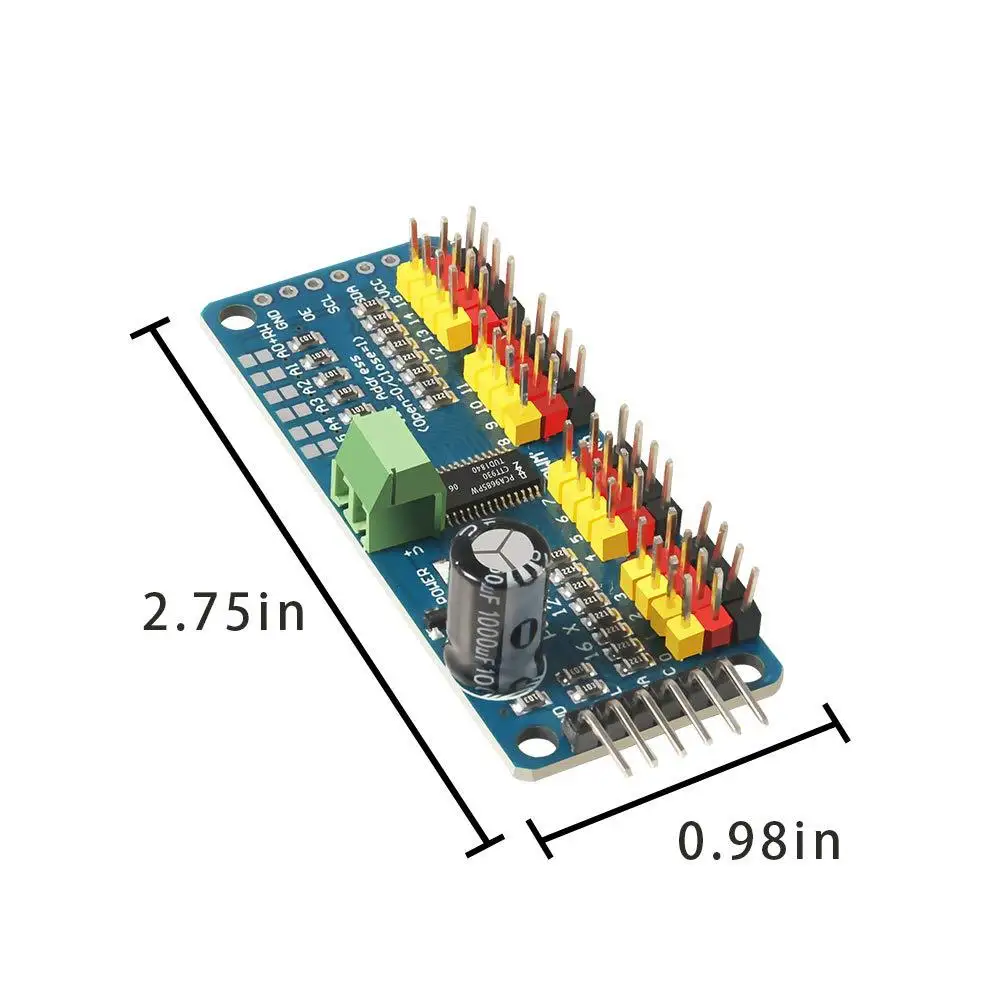 

Compatible with Arduino PCA9685 16 way module PWM/servo drive board IIC