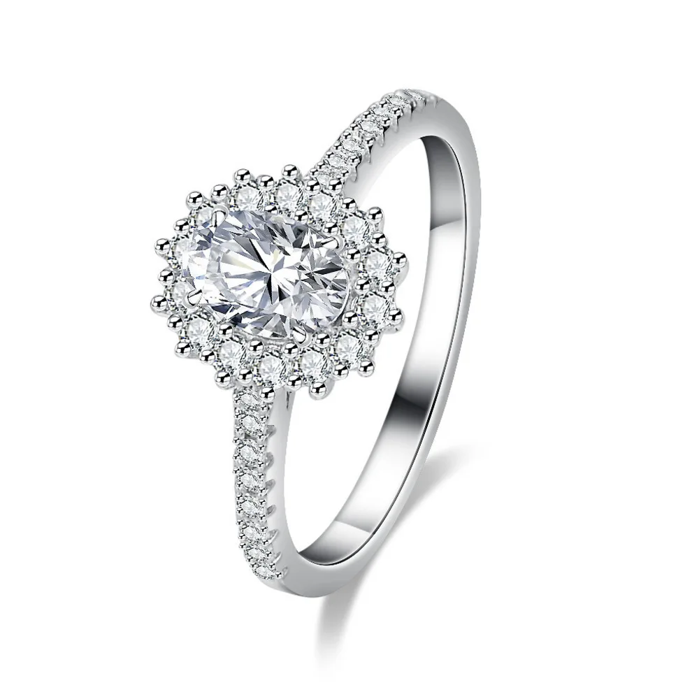 

BagueRingen D Цвет овальной огранки Кольцо с муассанитом Женское обручальное кольцо из стерлингового серебра S925 в форме яйца 1 карат с бриллиантом в форме лабораторного покрытия