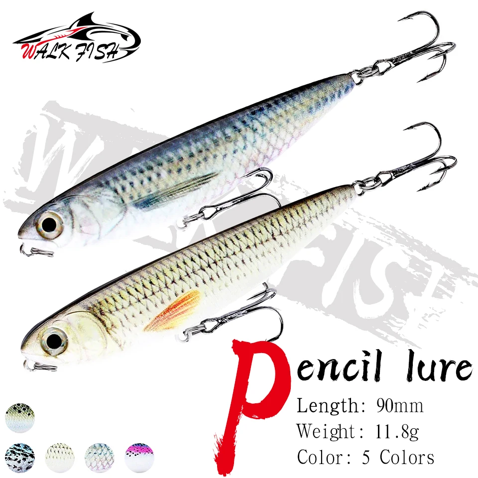 WALK FISH 90mm 11.8g Topwater Fishing Lure Pencil Wobblers Artificial Lure Walking Dog Action For Pike Bass Pesca Hard Bait