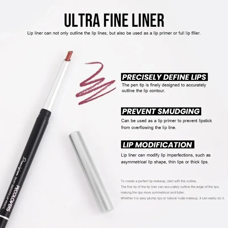 Penna per rossetto Lipline, selezione multicolore, raffigurante il contorno delle labbra, lunga durata e naturale, cosmetici per labbra