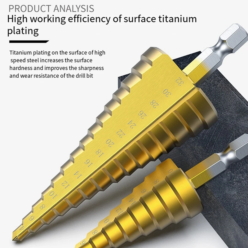 3 шт., ступенчатое сверло с шестигранной ручкой, большой экспорт
