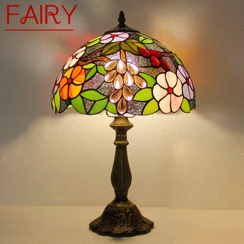 

FAIRY Tiffany Table Lamp LED Luxury Creativity Living Room Study Bedroom Bedside Lamp Villa Hotel Color Glass Desk Light