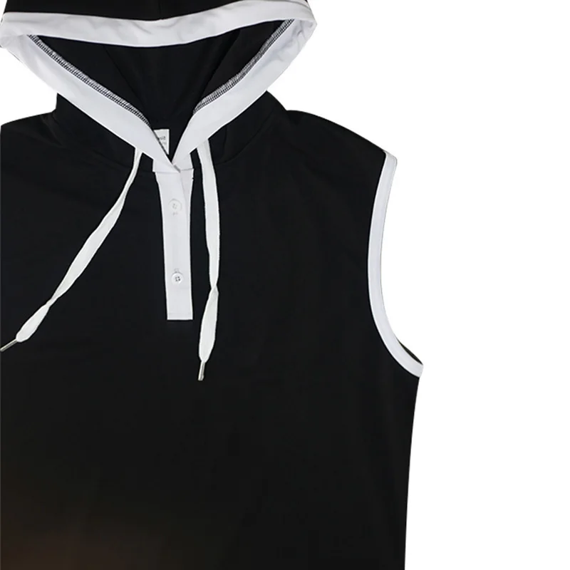 Summer Tank Top for Men American Retro Handsome Loose Casual Simplicity Solid Color Button Hooded V Neck Sleeveless Chic Tops