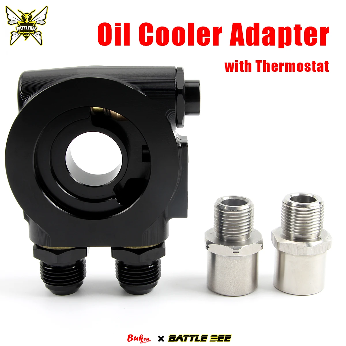 

Car Conversion Aluminum Oil Cooling Adapter Oil Cooling Kit Sandwich Panel Thermostat Adapter 80° AN10 AN8 BB-OFA-008