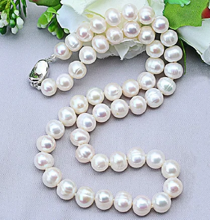 

Natural Pearl Necklaces 8-9mm Freshwater Pearl Jewelry 925 Sterling Silver Necklace For Women Engagement Gift