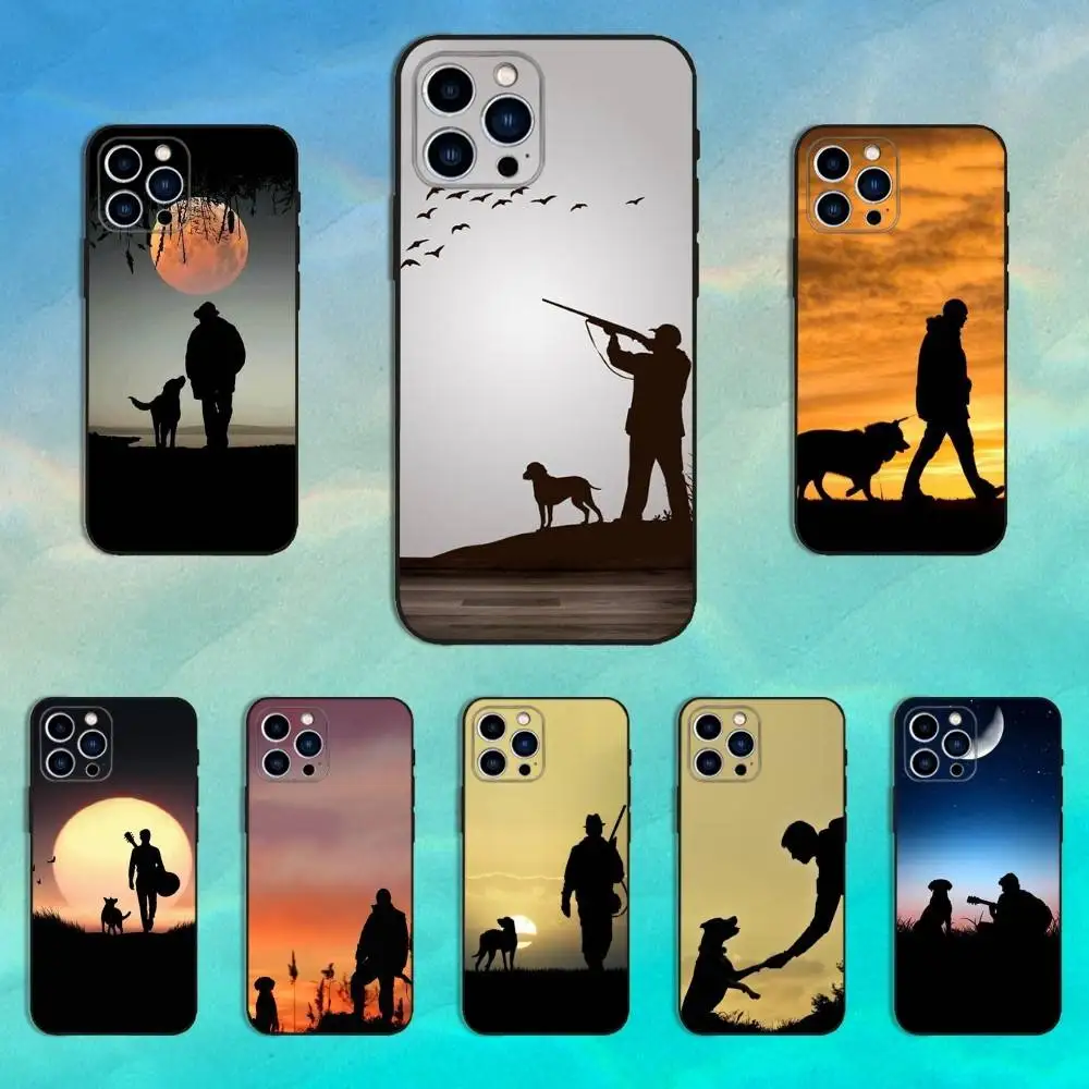 

Art Hunter Dog Phone Case For iPhone 16,15,14,13,12,11 Plus,Pro Max,XS,X,XR,SE,Mini,8,7,Soft Silicone Black Cover
