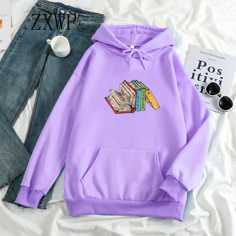 Cartoon Books Hoodies Women Long Sleeve Harajuku Printed Womens Hoodie Winter Hoody Sweatshirt Fleece graphic hoodies clothing