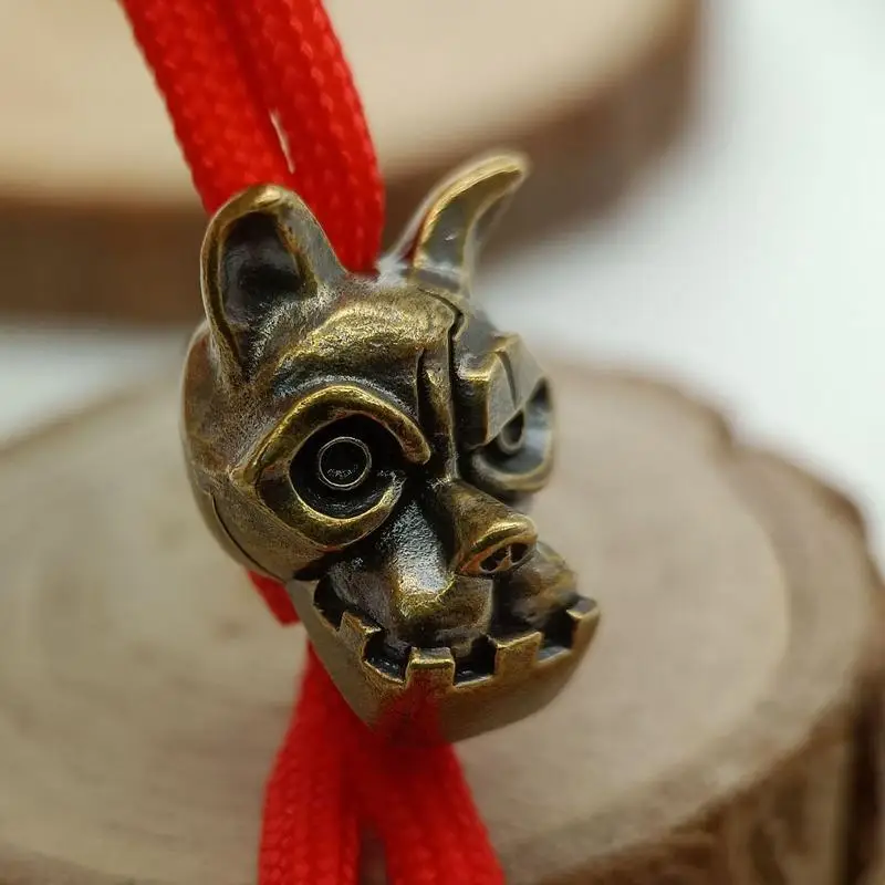 Bulldog Head Brass Knife Bead EDC DIY Woven Accessories Jewelry Dog Puppy Backpack Umbrella Rope Lanyard Pendant - view 5