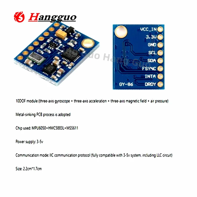 وحدة التحكم في الطيران MWC ، وحدة استشعار التحكم في الطيران ، 10DOF ، MS5611 ، HMC5883L ، MPU6050