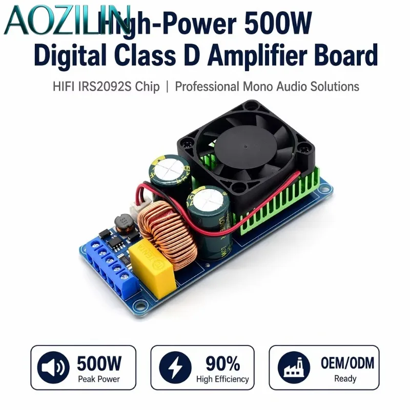 IRS2092S 500W Class D Digital Power Amplifier Board, Mono HIFI Stage Audio Amp Module, For DIY Speaker