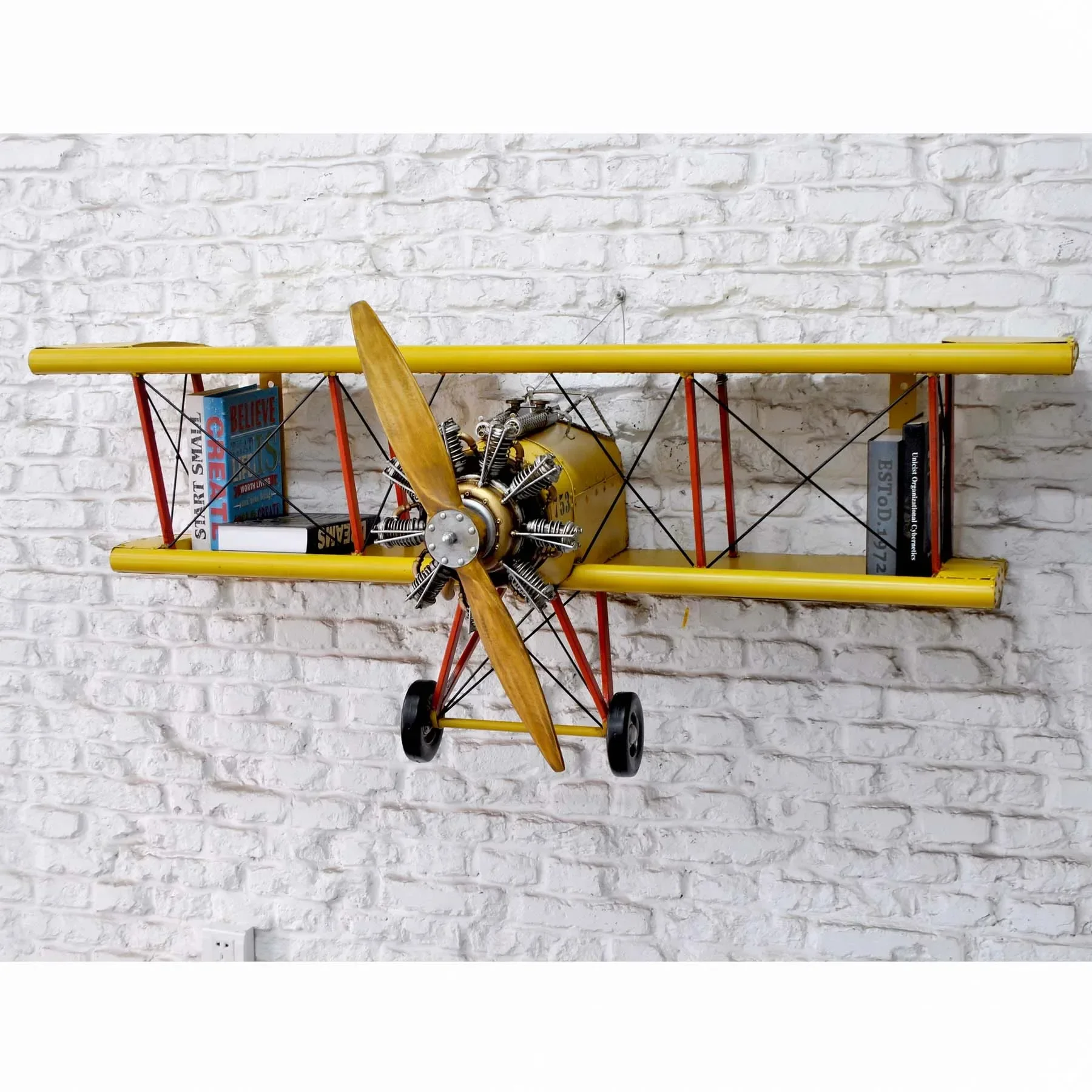 bar wine glass shelf decoration wall mounted Handmade Metal Airplane diy home decor retro fighter Airplane Model