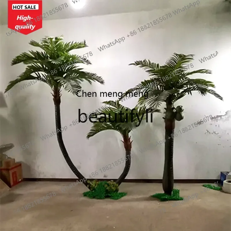 cn8350 ss Simulation curved rod shape large tropical decorative fake coconut leaves outdoor large landscape fake palm tree