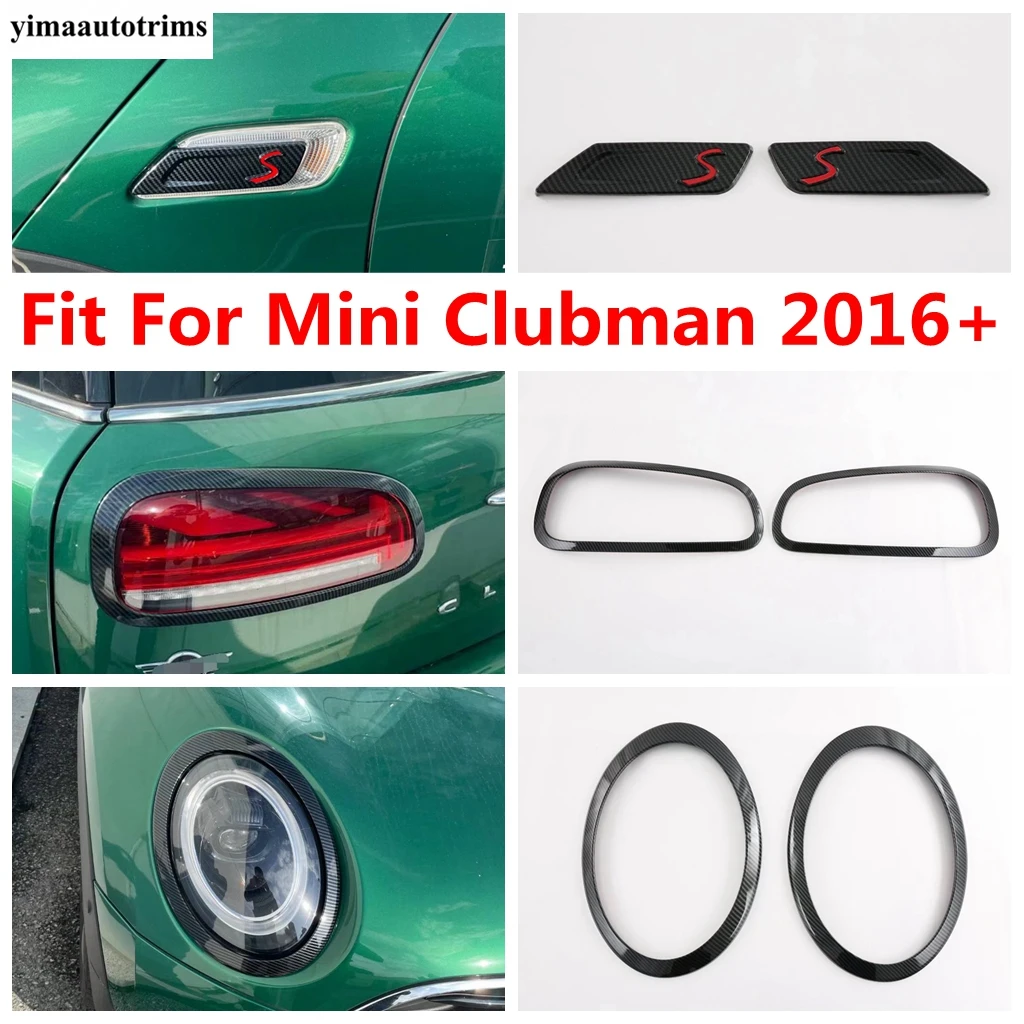 For Mini Clubman 2016 - 2021 Car Side Fender Front Headlight Head Tail Rear Lamps Frame Ring Cover Trim Carbon Fiber Accessories