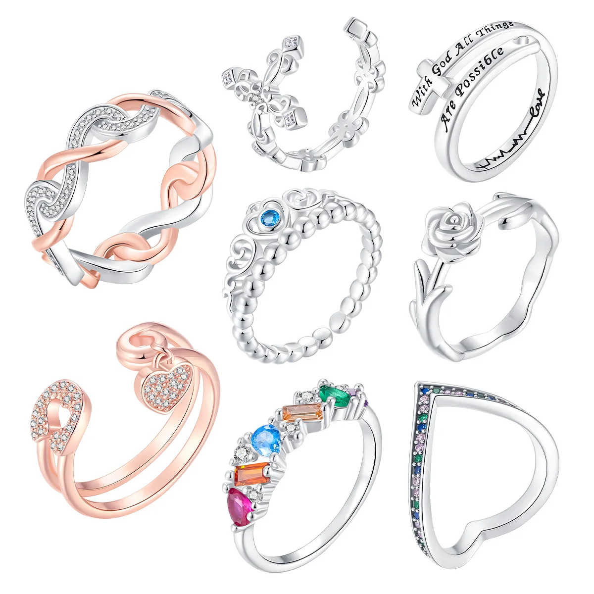 

Кольцо из стерлингового серебра 925 пробы, женское романтическое кольцо с бантом любви, блестящая серия, циркон, любовь мама, изысканные обручальные свадебные аксессуары, тики