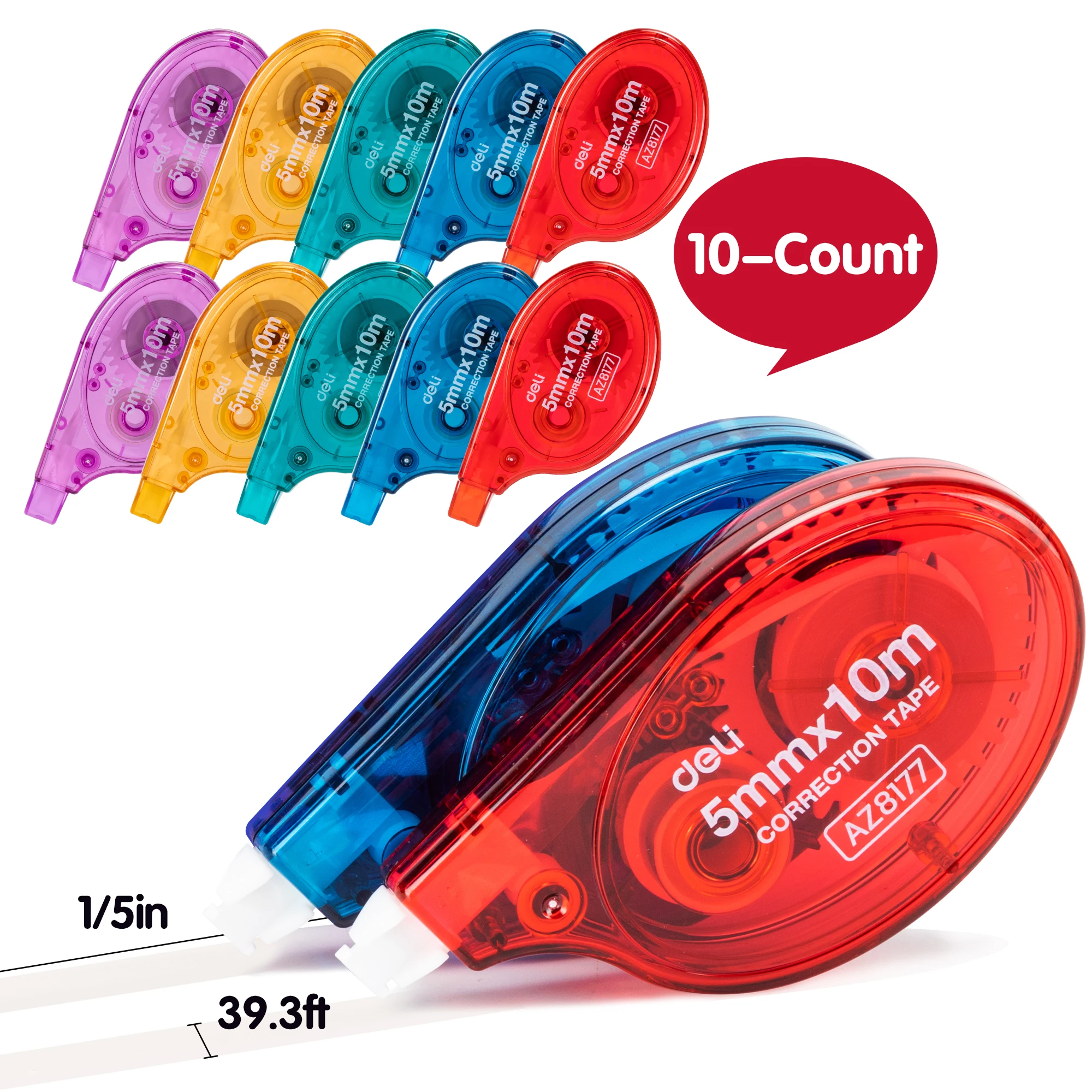 

Deli Correction Tape, White Out Correction Tapes, Marking, Crafting, Bullet Journal, Scrapbooking, 1/5in x 39.3ft, 10-Count