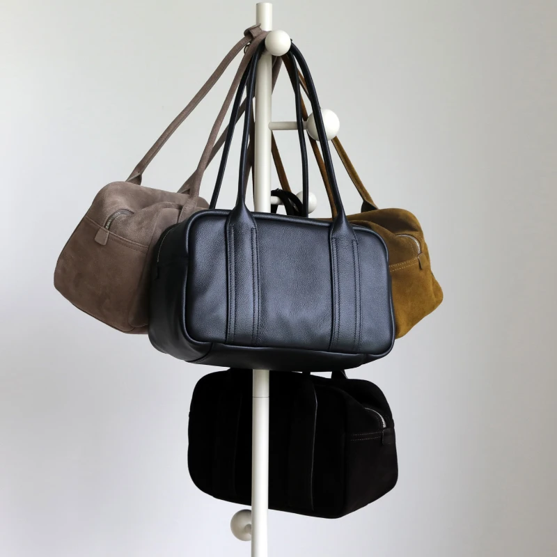 Long-handle Boston Handbags Women Brand Designer Concise Fashion Shoulder Bag 2027 New Genuine Leather Elegant Underarm Bag