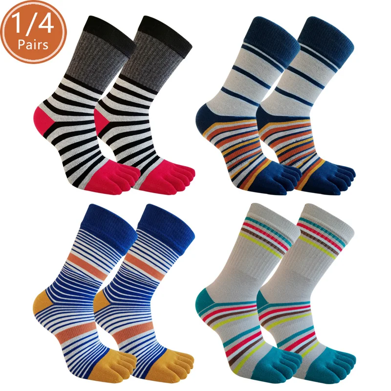Business Toe Short Socken Mann gestreift Vintage Baumwolle schweißabsorbierend antibakteriell atmungsaktiv warm Partykleid Fünf-Finger-Socken