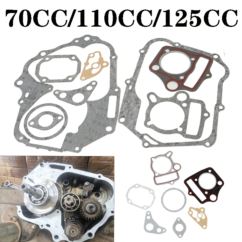 Motorcycle 70 90 110 125cc Horizontal Engine Gaskets Cylinder Piston Gasket Set For ZongShen Loncin Lifan Kayo Dirt Pit Bike ATV