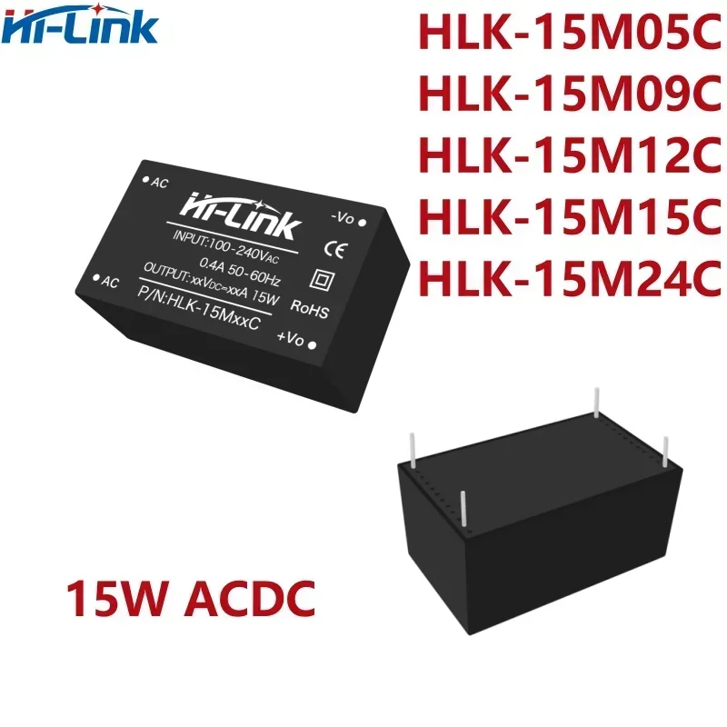 

Free Ship 2pcs/lot HLK-15M05C 15M09C 15M15C 15M12C 15M24C 15W 5V 3000mA ACDC Power Supply Module 100-240Vac EMC long life design