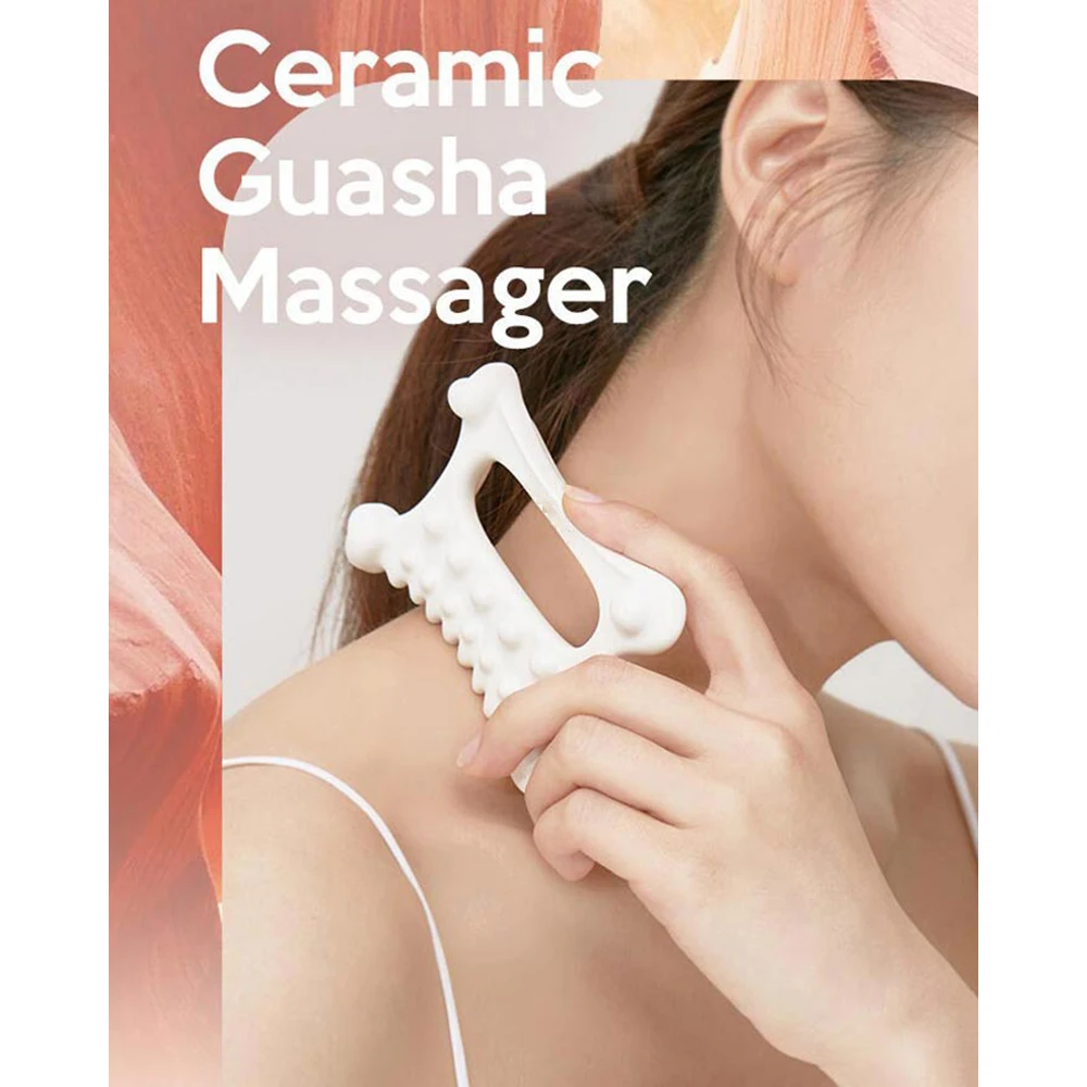 Ceramic GuaSha Facial Massager Reduce Fat Static Free Portable Full Body Scraping