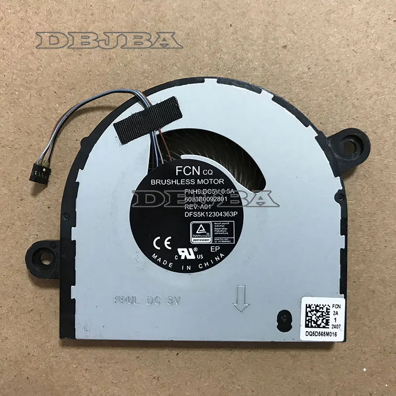 

Вентилятор охлаждения ноутбука для FCN DFS5K12304363P FNH9 6033B0092801 DQ5D565M016 FPUL 5 В 0,5 А