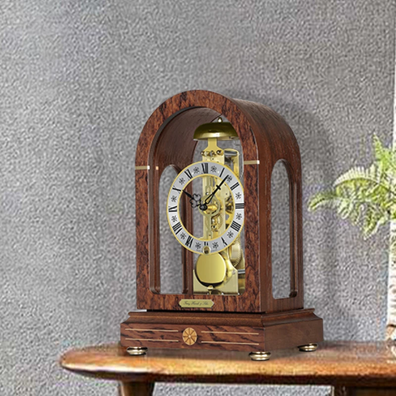 Mechanical clock retro light luxury decoration living room home European style seat clock