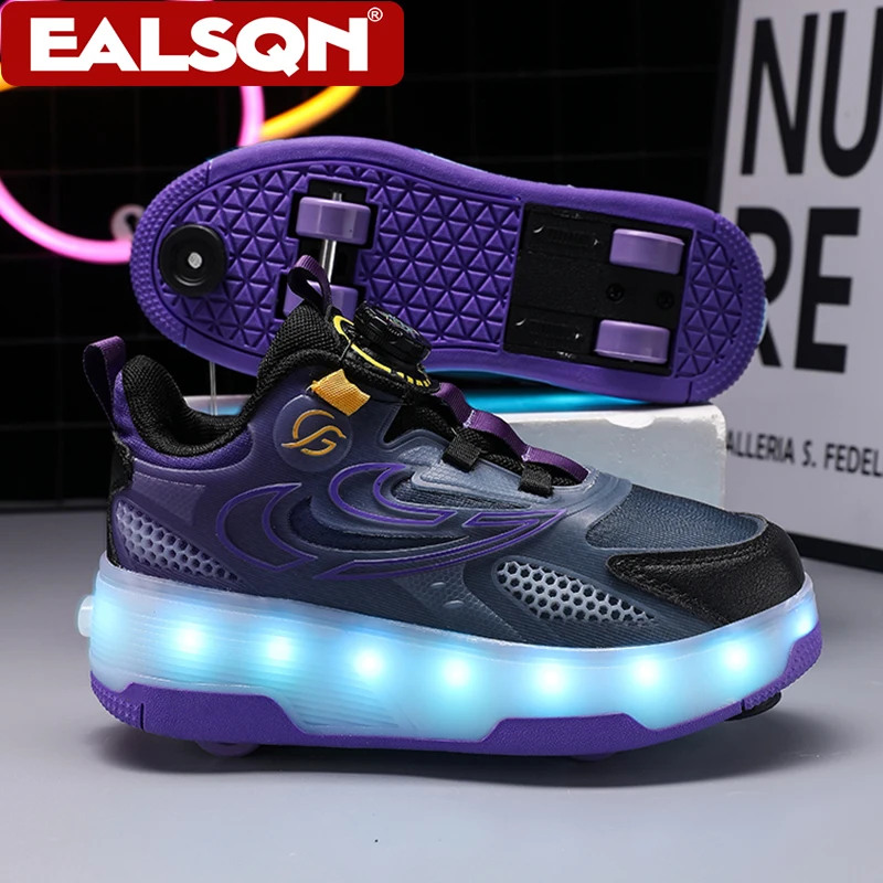 Four Wheels Children's And Teenage Led Light Roller Skate Shoes For Kids Boys Girls Glowing Sports Luminous Sneakers Size 29-40
