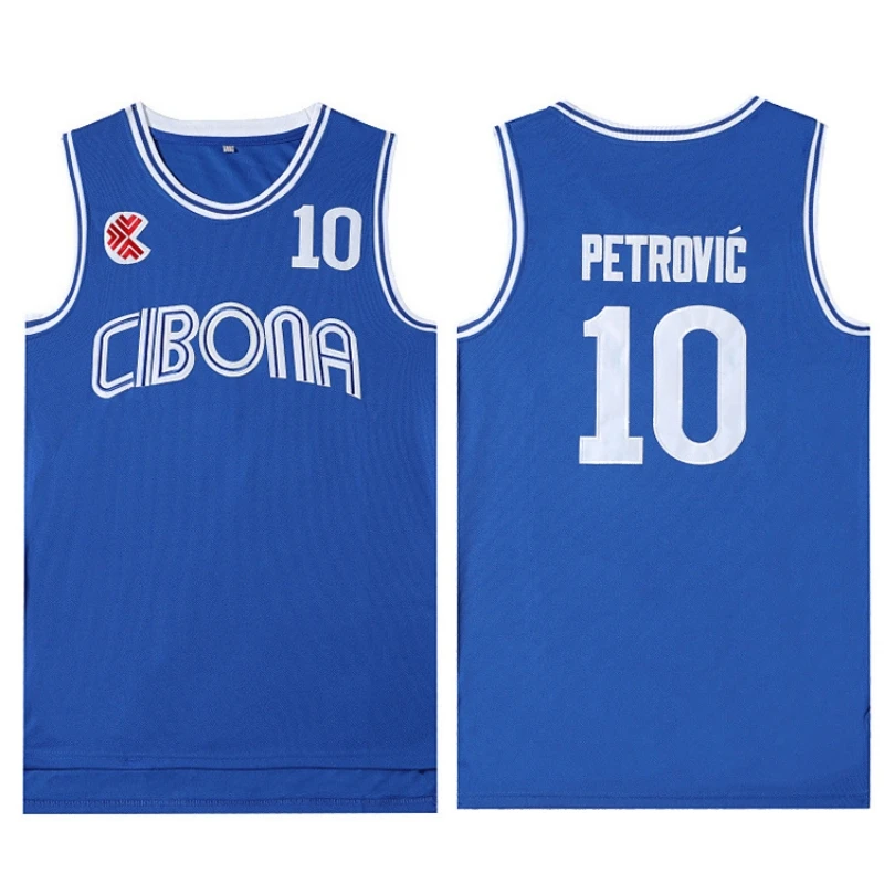 Movie CIBONA #10 PETROVIC Basketball Jersey Mens Sports Breathable Shirt Quick Drying Sewing Basketball Jerseys Blue