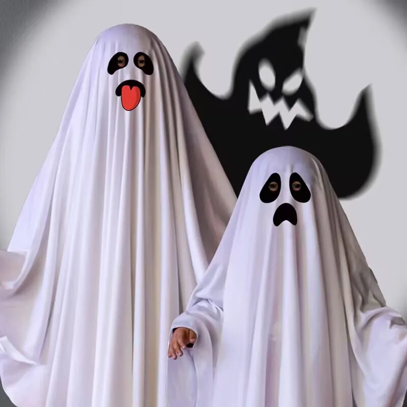 

Halloween White Cosplay Costume Halloween Decoration Scary Cape Parent-child Makeup Ball