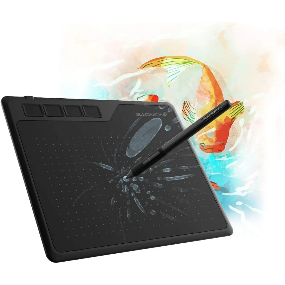 6.5 x 4 Inch Drawing Tablet with 8192 Pressure Pen, 4 ExpressKeys for Art and Gaming, Compatible with Windows and Mac PCs