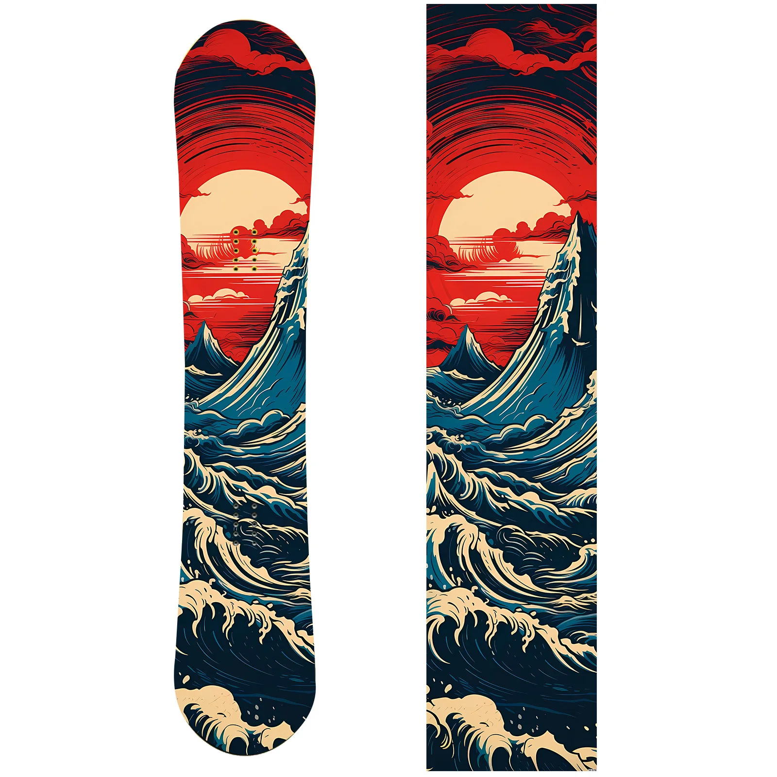 

1 large ukiyo-e painted sea wave red sun snowboard sticker, personalized trend snowboard decorative sticker, snowboard sticker,
